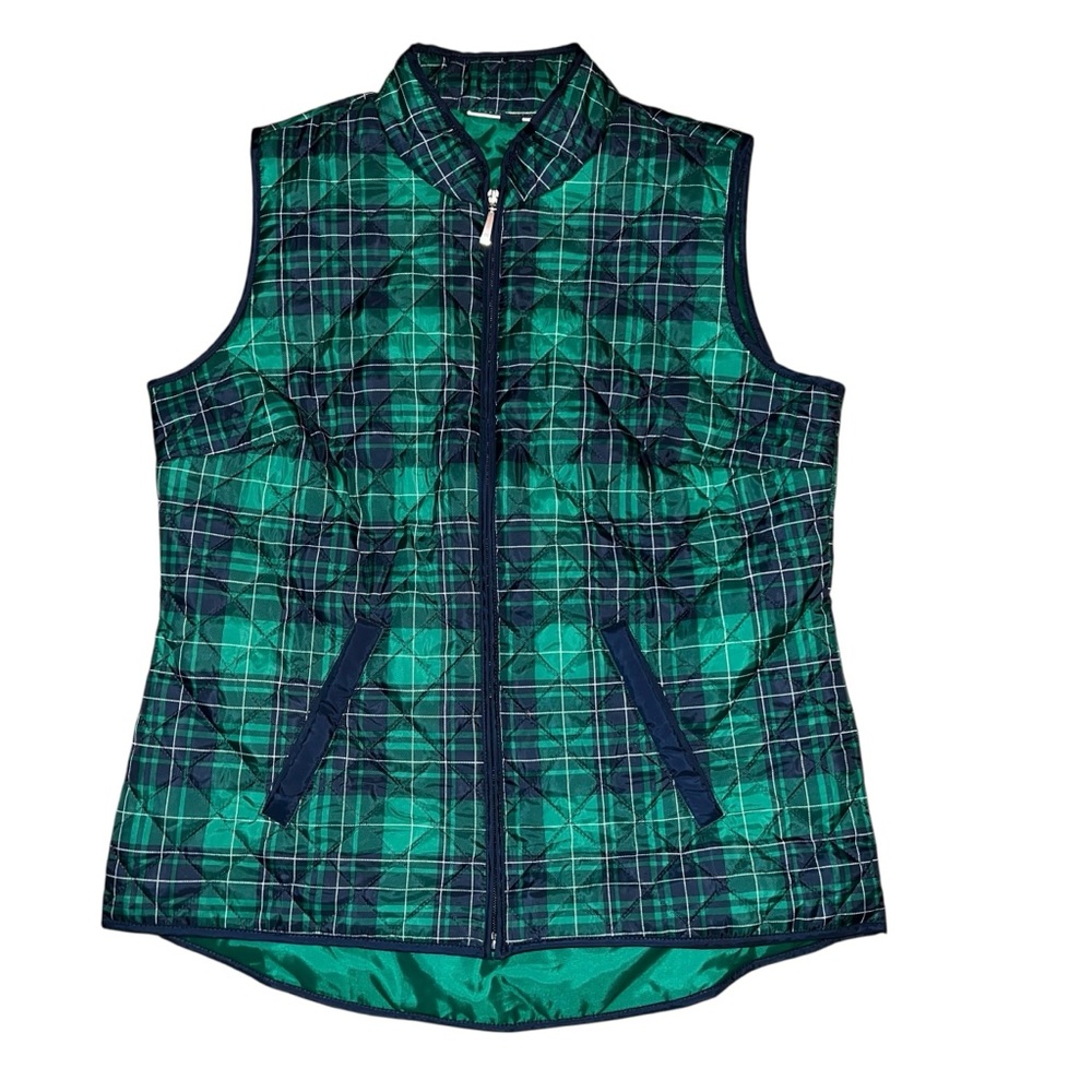 Preppy Quilted Tartan Plaid Vest with Pockets Black Watch Inspired Outdoor Small